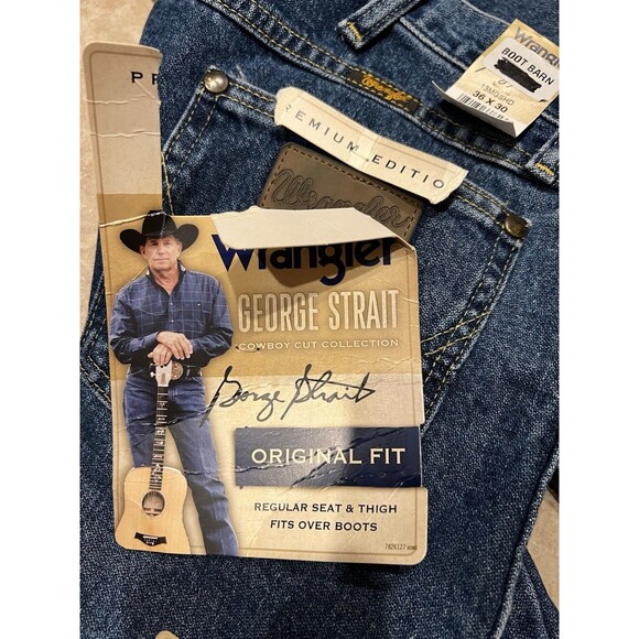 Wrangler Jeans Mens 36x30 George Straight Blue Premium Denim Cowboy Cut Reg Fit - Picture 5 of 8